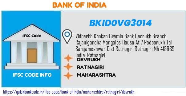 Bank of India Devrukh BKID0VG3014 IFSC Code