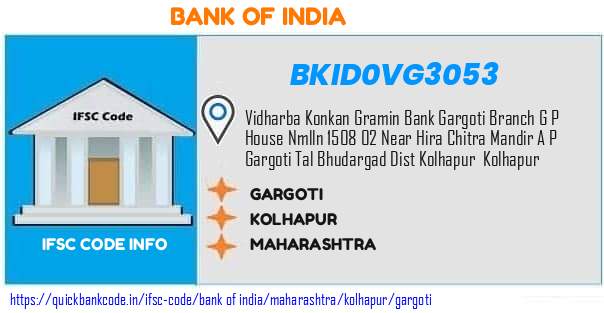 Bank of India Gargoti BKID0VG3053 IFSC Code