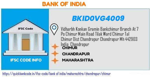 Bank of India Chimur BKID0VG4009 IFSC Code