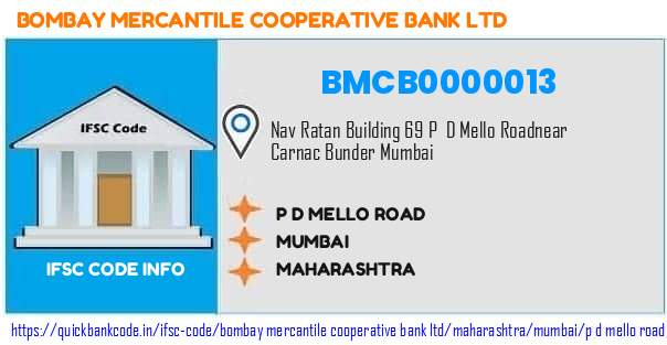 Bombay Mercantile Cooperative Bank P D Mello Road BMCB0000013 IFSC Code