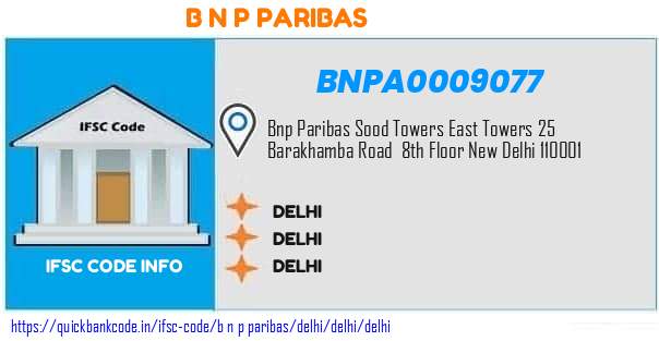 B N P Paribas Delhi BNPA0009077 IFSC Code