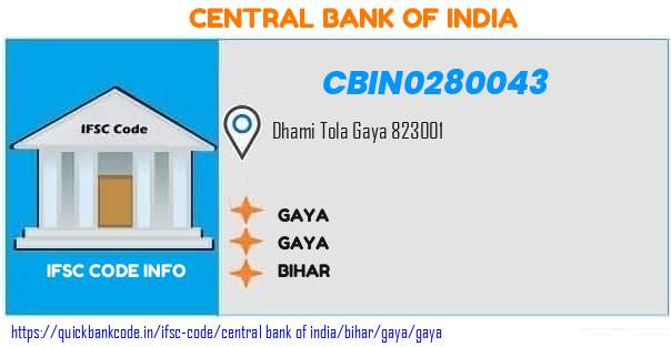 Central Bank of India Gaya CBIN0280043 IFSC Code