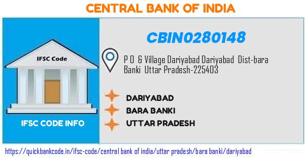 Central Bank of India Dariyabad CBIN0280148 IFSC Code