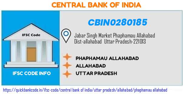 Central Bank of India Phaphamau Allahabad CBIN0280185 IFSC Code