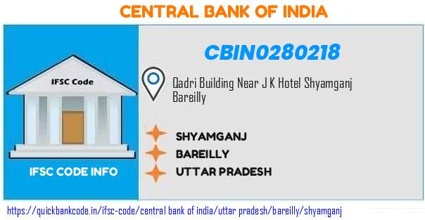 Central Bank of India Shyamganj CBIN0280218 IFSC Code