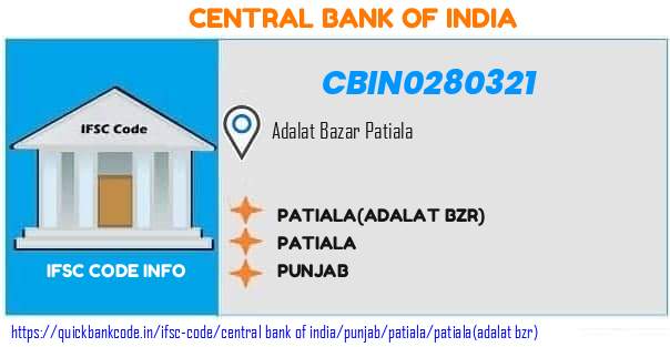 Central Bank of India Patialaadalat Bzr CBIN0280321 IFSC Code