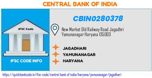 Central Bank of India Jagadhari CBIN0280378 IFSC Code