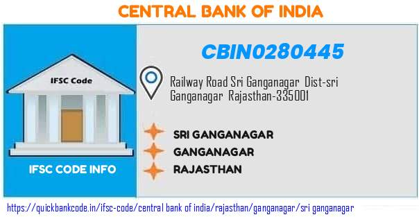 Central Bank of India Sri Ganganagar CBIN0280445 IFSC Code