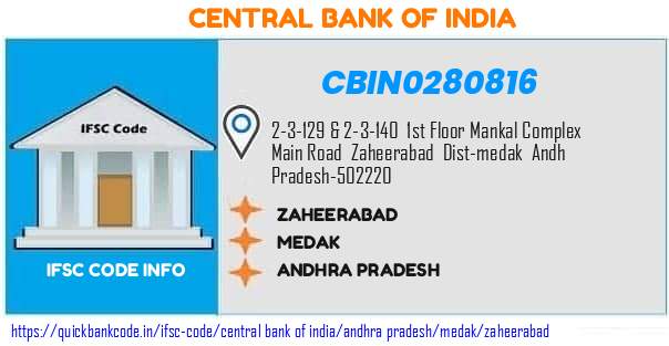 Central Bank of India Zaheerabad CBIN0280816 IFSC Code