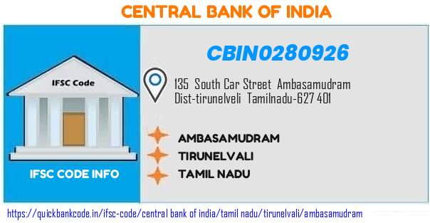 Central Bank of India Ambasamudram CBIN0280926 IFSC Code