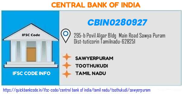 Central Bank of India Sawyerpuram CBIN0280927 IFSC Code