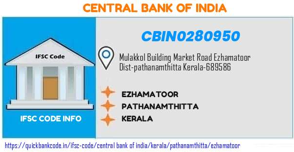 Central Bank of India Ezhamatoor CBIN0280950 IFSC Code