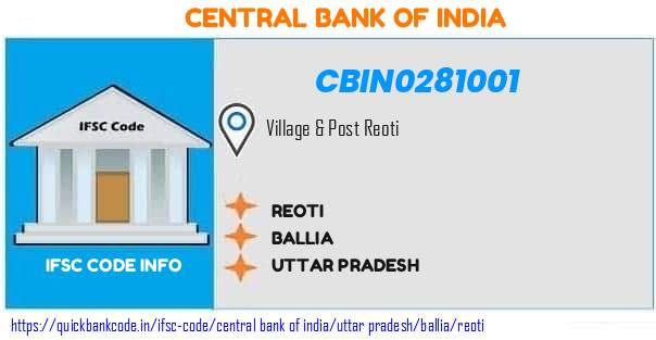 Central Bank of India Reoti CBIN0281001 IFSC Code