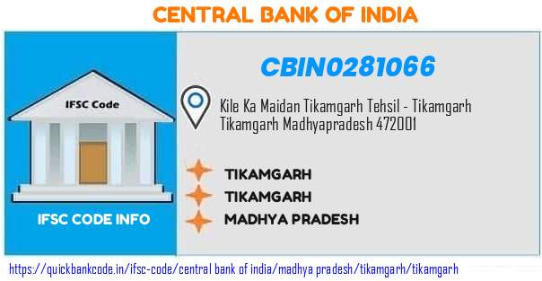 Central Bank of India Tikamgarh CBIN0281066 IFSC Code