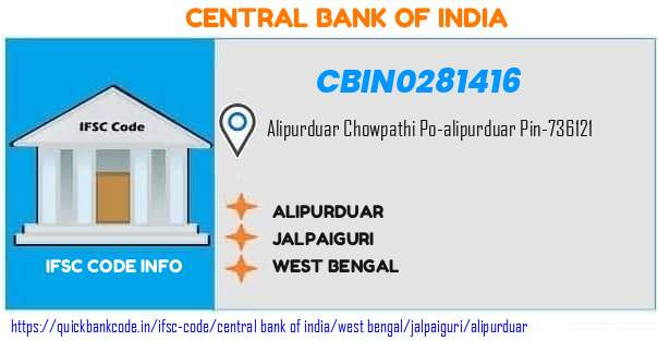 Central Bank of India Alipurduar CBIN0281416 IFSC Code