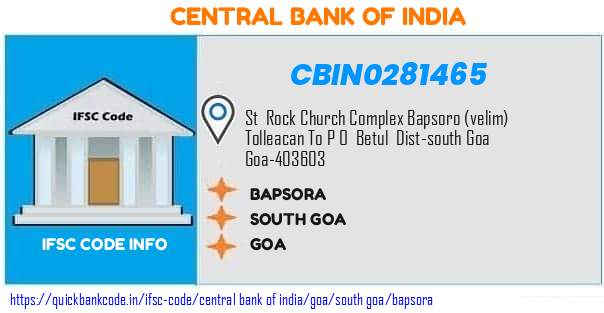 CBIN0281465 Central Bank of India. BAPSORA