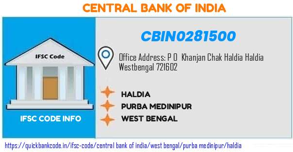 Central Bank of India Haldia CBIN0281500 IFSC Code