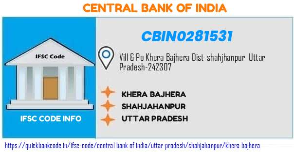 Central Bank of India Khera Bajhera CBIN0281531 IFSC Code