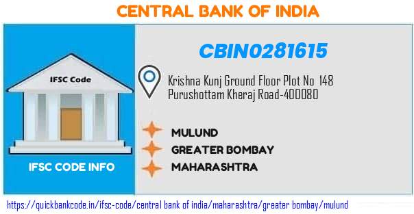 CBIN0281615 Central Bank of India. MULUND