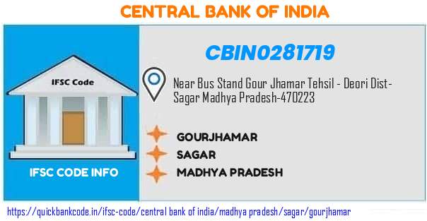 Central Bank of India Gourjhamar CBIN0281719 IFSC Code