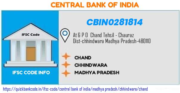 Central Bank of India Chand CBIN0281814 IFSC Code