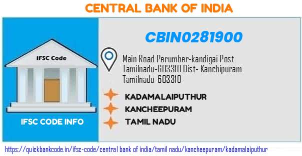 Central Bank of India Kadamalaiputhur CBIN0281900 IFSC Code