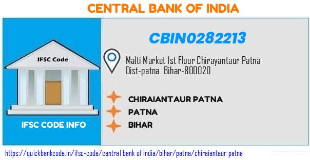 CBIN0282213 Central Bank of India. CHIRAIANTAUR, PATNA