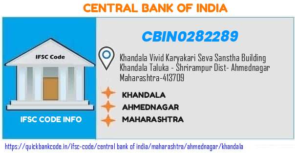 Central Bank of India Khandala CBIN0282289 IFSC Code