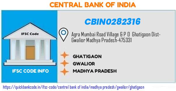 Central Bank of India Ghatigaon CBIN0282316 IFSC Code