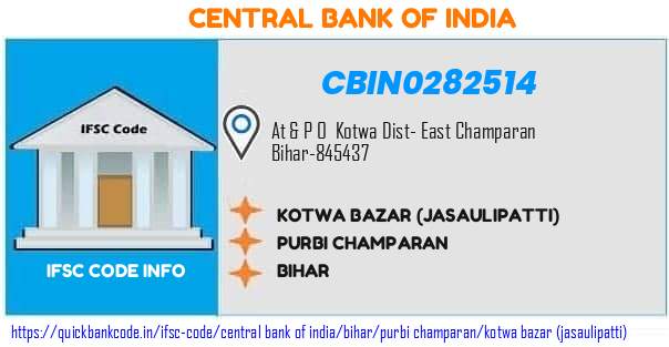 Central Bank of India Kotwa Bazar jasaulipatti CBIN0282514 IFSC Code