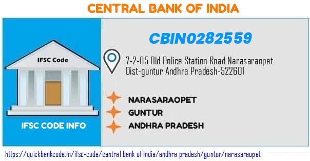 Central Bank of India Narasaraopet CBIN0282559 IFSC Code