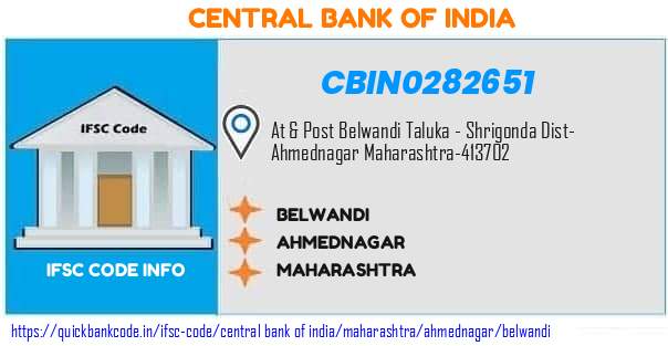 Central Bank of India Belwandi CBIN0282651 IFSC Code
