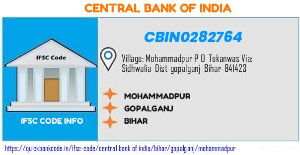 Central Bank of India Mohammadpur CBIN0282764 IFSC Code