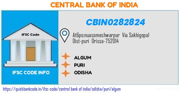 Central Bank of India Algum CBIN0282824 IFSC Code