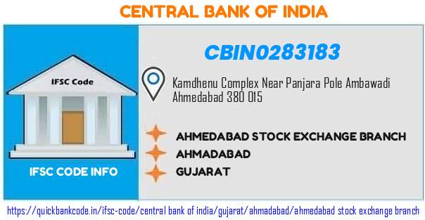 Central Bank of India Ahmedabad Stock Exchange Branch CBIN0283183 IFSC Code