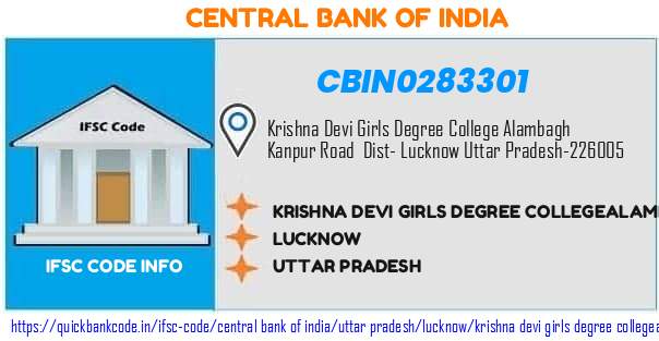 CBIN0283301 Central Bank of India. KRISHNA DEVI GIRLS DEGREE COLLEGE,ALAMBAGH