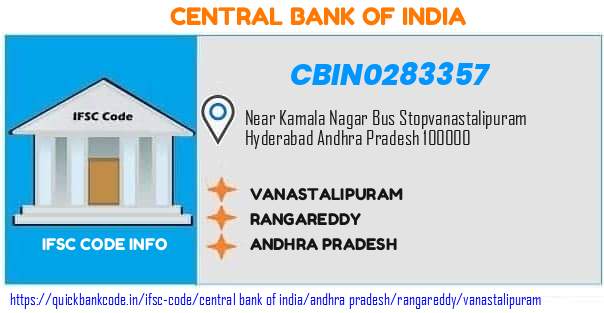 Central Bank of India Vanastalipuram CBIN0283357 IFSC Code