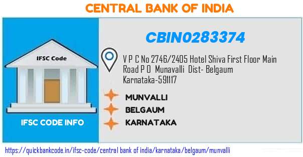 Central Bank of India Munvalli CBIN0283374 IFSC Code