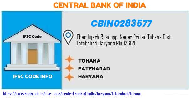 Central Bank of India Tohana CBIN0283577 IFSC Code