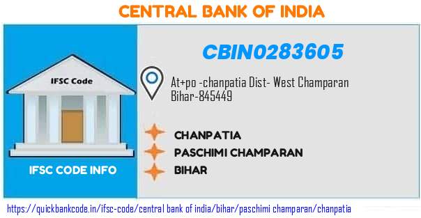 Central Bank of India Chanpatia CBIN0283605 IFSC Code