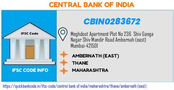 Central Bank of India Ambernath east CBIN0283672 IFSC Code