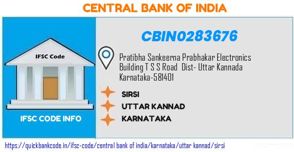 Central Bank of India Sirsi CBIN0283676 IFSC Code