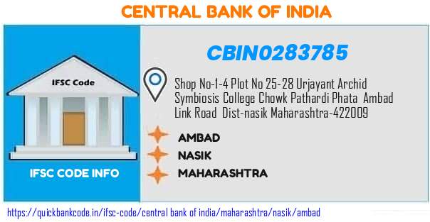 Central Bank of India Ambad CBIN0283785 IFSC Code