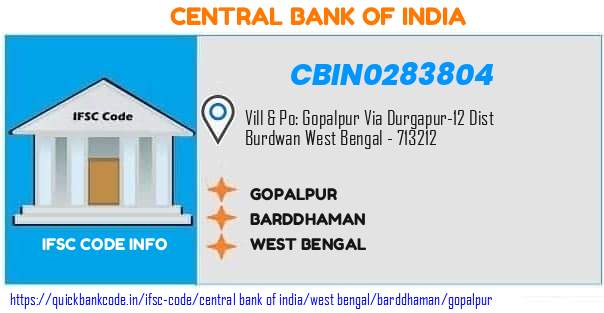 Central Bank of India Gopalpur CBIN0283804 IFSC Code