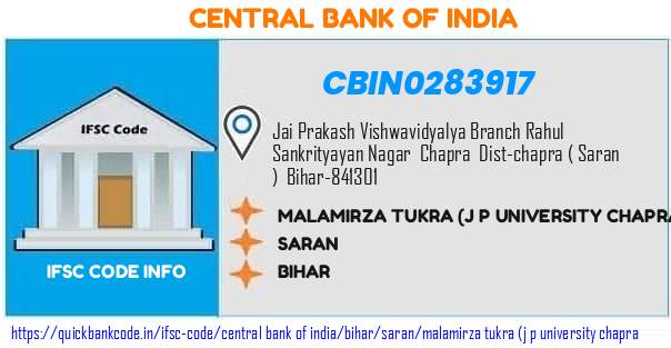 CBIN0283917 Central Bank of India. MALAMIRZA TUKRA, (J P UNIVERSITY, CHAPRA