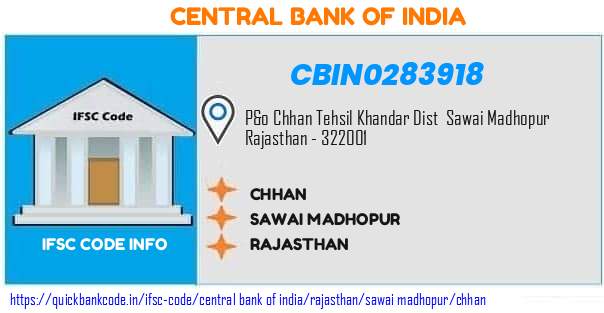 Central Bank of India Chhan CBIN0283918 IFSC Code