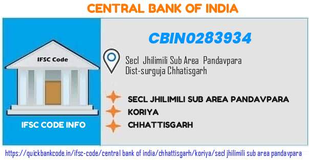 Central Bank of India Secl Jhilimili Sub Area Pandavpara CBIN0283934 IFSC Code