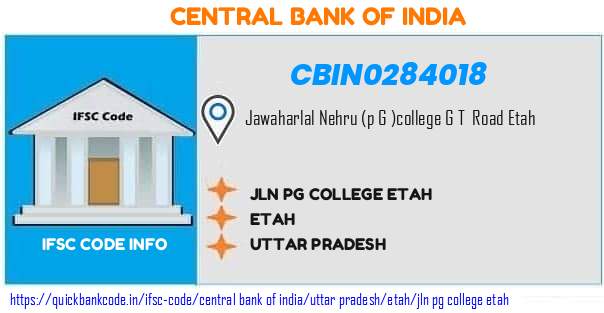 Central Bank of India Jln Pg College Etah CBIN0284018 IFSC Code