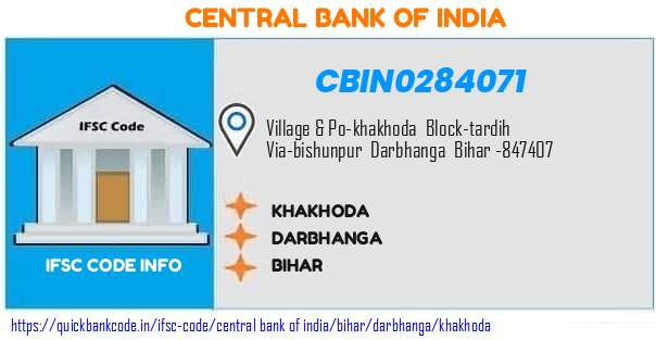 Central Bank of India Khakhoda CBIN0284071 IFSC Code