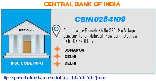 Central Bank of India Jonapur CBIN0284109 IFSC Code